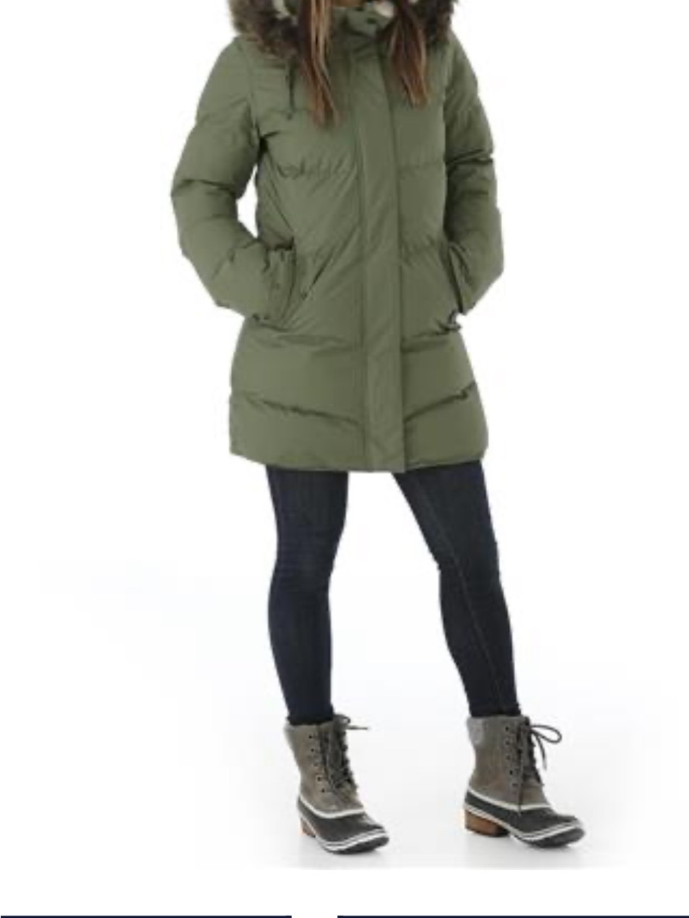 Roxy Olive Green Puffer Parka with Faux Fur Hood